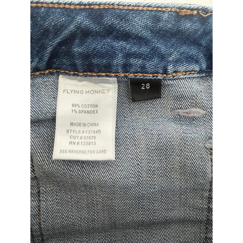 Flying Monkey High Rise Wide Leg Patched Pocket Trouser Jeans Sz 26 Chic Denim - Picture 6 of 11